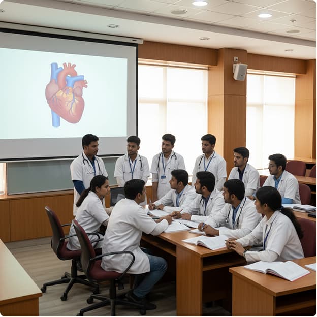 Medical students discussing MBBS admission guidance